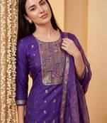 Women Ethnic Motifs Regular Kurta with Trousers & With Dupatta