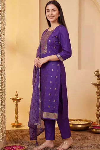 Women Ethnic Motifs Regular Kurta with Trousers & With Dupatta