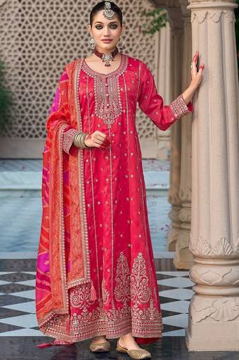 Women Ethnic Motifs Embroidered Panelled Sequinned Kurta with Trousers & With Dupatta