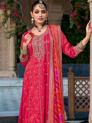 Women Ethnic Motifs Embroidered Panelled Sequinned Kurta with Trousers & With Dupatta 4
