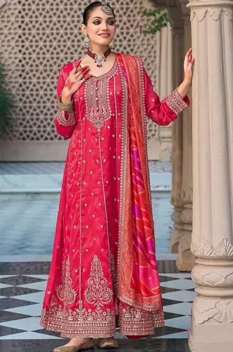 Women Ethnic Motifs Embroidered Panelled Sequinned Kurta with Trousers & With Dupatta