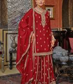 Women Ethnic Motifs Embroidered Kurta with Sharara & Dupatta