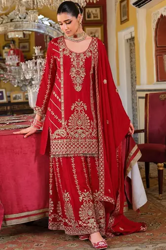 Women Ethnic Motifs Embroidered Mirror Work Kurta with Palazzos & Dupatta