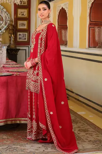 Women Ethnic Motifs Embroidered Mirror Work Kurta with Palazzos & Dupatta