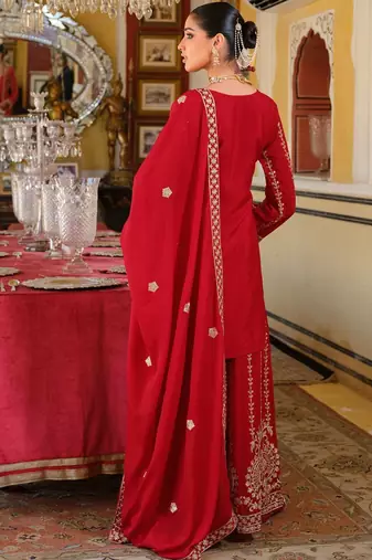 Women Ethnic Motifs Embroidered Mirror Work Kurta with Palazzos & Dupatta