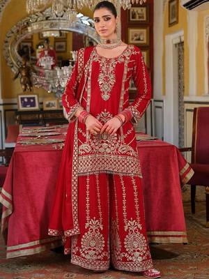 Women Ethnic Motifs Embroidered Mirror Work Kurta with Palazzos & Dupatta 5
