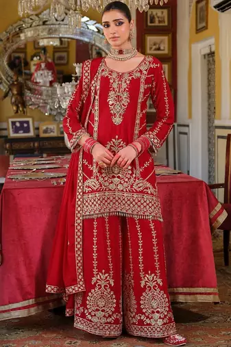 Women Ethnic Motifs Embroidered Mirror Work Kurta with Palazzos & Dupatta
