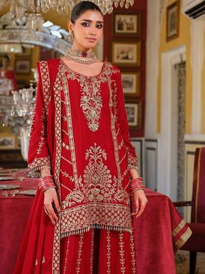 Women Ethnic Motifs Embroidered Mirror Work Kurta with Palazzos & Dupatta 6