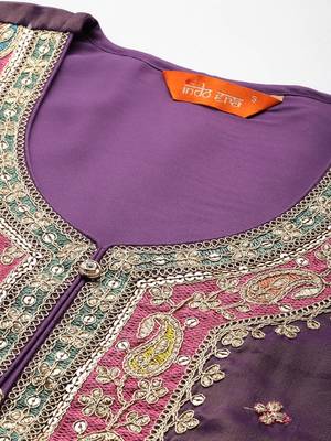 Ethnic Motifs Embroidered Sequinned Kurta with Palazzos & Dupatta 2