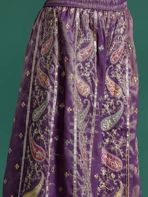 Ethnic Motifs Embroidered Sequinned Kurta with Palazzos & Dupatta 3
