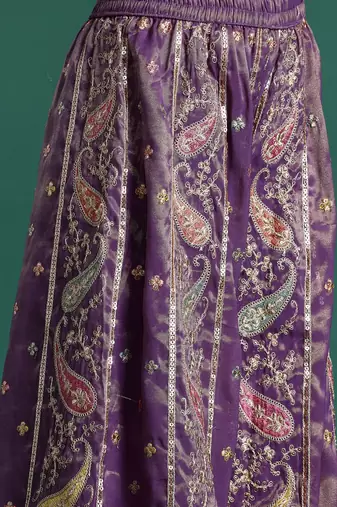 Ethnic Motifs Embroidered Sequinned Kurta with Palazzos & Dupatta