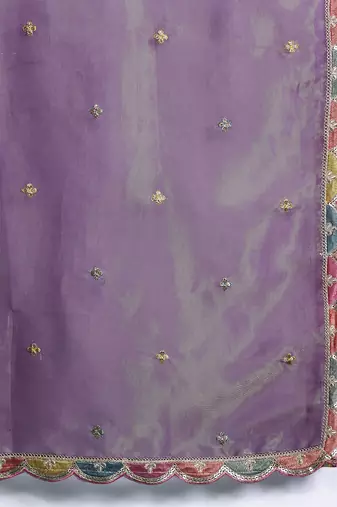 Ethnic Motifs Embroidered Sequinned Kurta with Palazzos & Dupatta