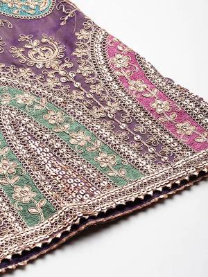 Ethnic Motifs Embroidered Sequinned Kurta with Palazzos & Dupatta 9