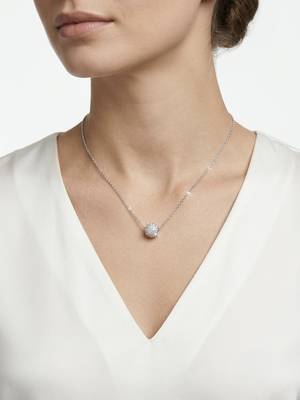 925 Sterling Silver Pave Crystal Sphere Pendant Necklace Set for Women 1