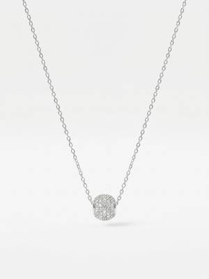 925 Sterling Silver Pave Crystal Sphere Pendant Necklace Set for Women 2