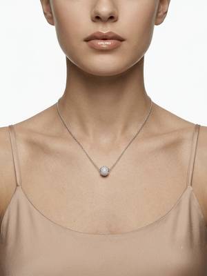 925 Sterling Silver Pave Crystal Sphere Pendant Necklace Set for Women 4