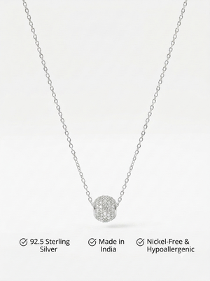 925 Sterling Silver Pave Crystal Sphere Pendant Necklace Set for Women 5
