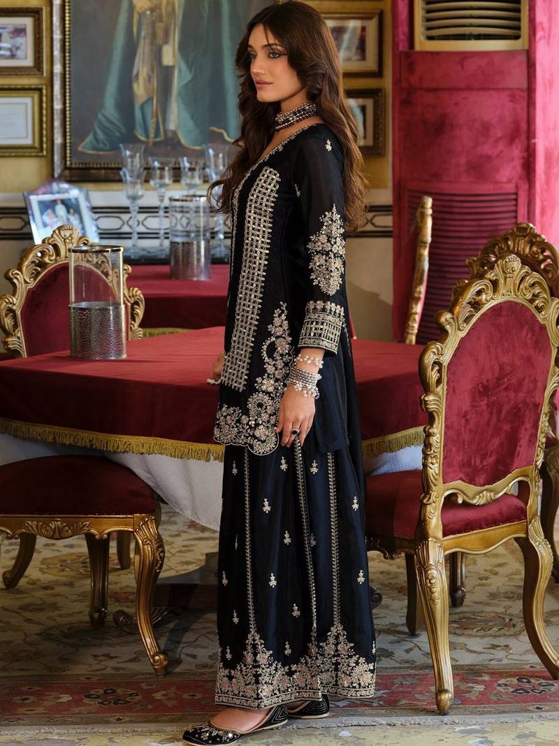 Women Ethnic Motifs Embroidered Regular Thread Work Kurta with Sharara & With Dupatta