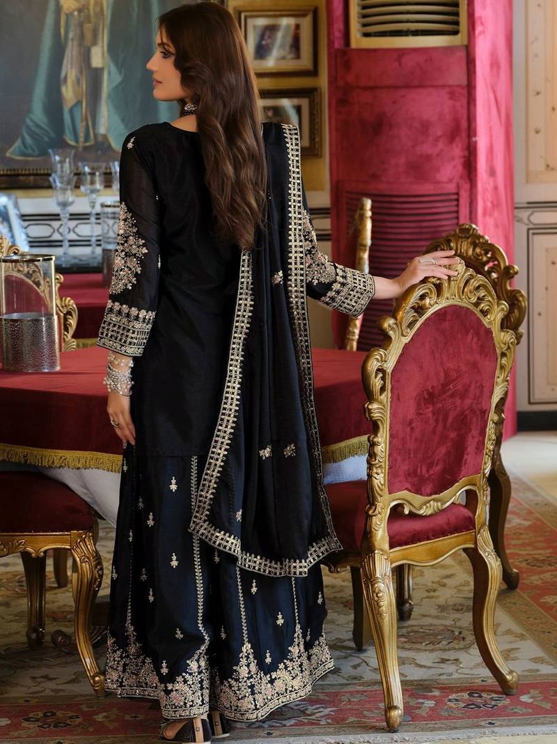 Women Ethnic Motifs Embroidered Regular Thread Work Kurta with Sharara & With Dupatta