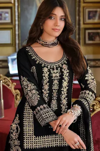 Women Ethnic Motifs Embroidered Regular Thread Work Kurta with Sharara & With Dupatta