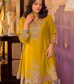 Women Ethnic Motifs Embroidered Regular Sequinned Kurta with Sharara & With Dupatta