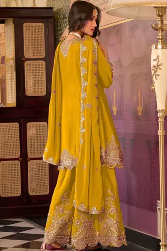 Women Ethnic Motifs Embroidered Regular Sequinned Kurta with Sharara & With Dupatta