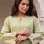 Women's green embellished silk blend round neck co-ord set