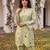 Women's green embellished silk blend round neck co-ord set