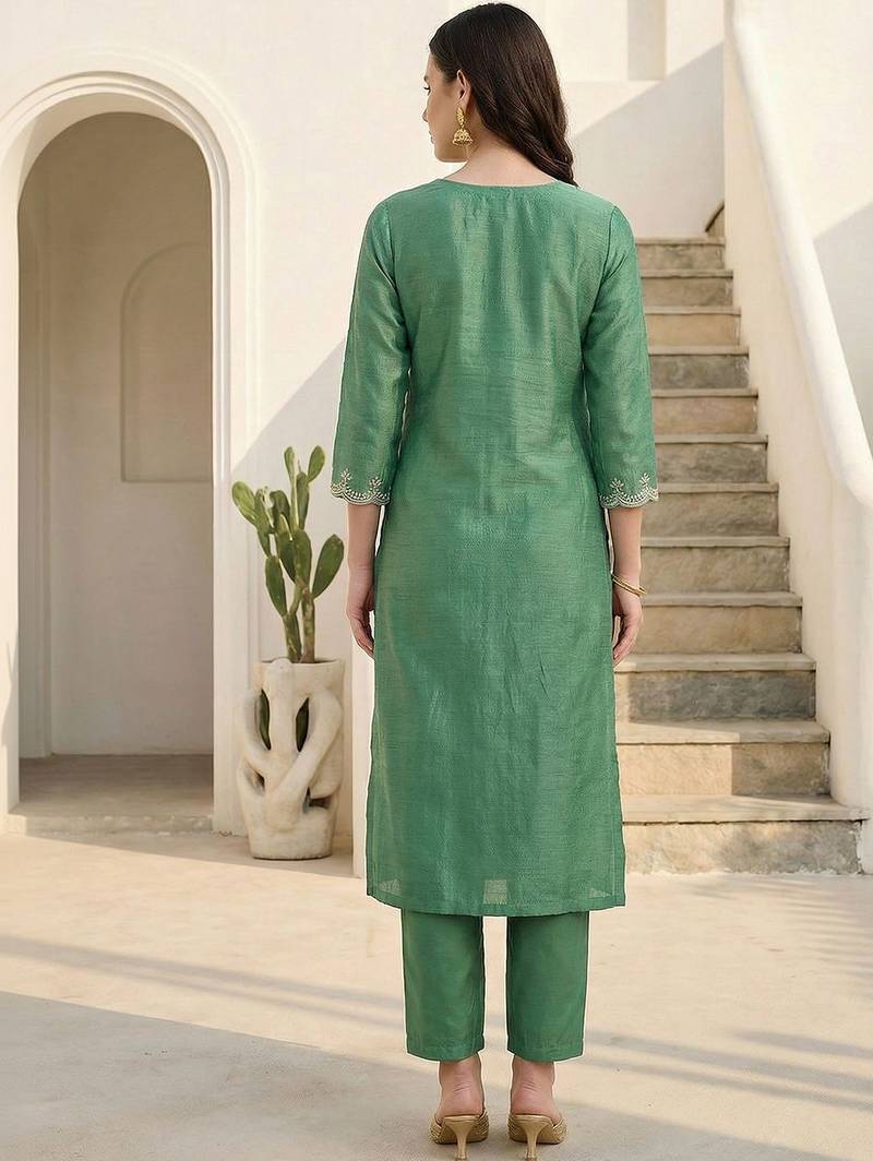 Women Ethnic Motifs Embroidered Regular Thread Work Kurta with Trousers & With Dupatta
