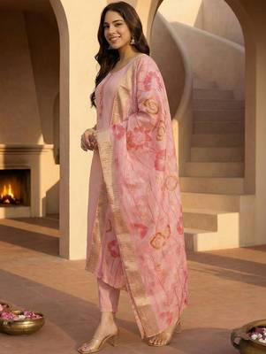 Women Ethnic Motifs Embroidered Regular Thread Work Kurta with Trousers & With Dupatta 1