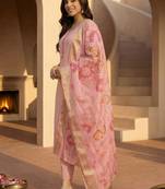 Women Ethnic Motifs Embroidered Regular Thread Work Kurta with Trousers & With Dupatta