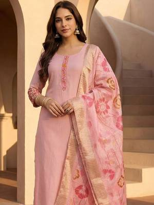 Women Ethnic Motifs Embroidered Regular Thread Work Kurta with Trousers & With Dupatta 2