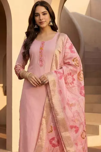 Women Ethnic Motifs Embroidered Regular Thread Work Kurta with Trousers & With Dupatta