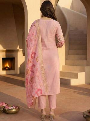 Women Ethnic Motifs Embroidered Regular Thread Work Kurta with Trousers & With Dupatta 3