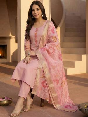 Women Ethnic Motifs Embroidered Regular Thread Work Kurta with Trousers & With Dupatta 4