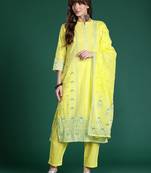 Ethnic Motifs Printed Beads & Stones Pure Cotton Kurta Set