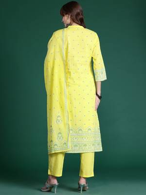 Ethnic Motifs Printed Beads & Stones Pure Cotton Kurta Set 6
