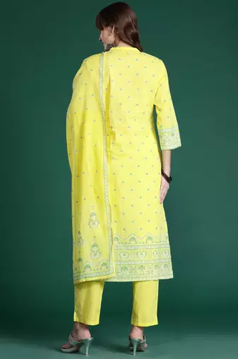 Ethnic Motifs Printed Beads & Stones Pure Cotton Kurta Set