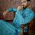 Mens blue linen bandhani print regular kurta
