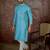 Mens blue linen bandhani print regular kurta