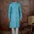 Mens blue linen bandhani print regular kurta