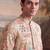 Mens cream linen geometric print regular kurta