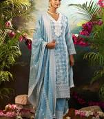 Women Ethnic Motifs Embroidered Regular Chikankari Pure Cotton Kurta with Trousers & With Dupatta