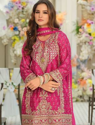 Women Ethnic Motifs Embroidered Regular Sequinned Kurta with Palazzos & With Dupatta 5