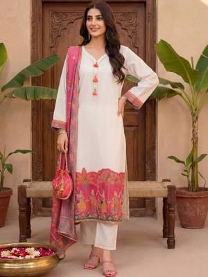 Women Ethnic Motifs Embroidered Regular Kurta with Trousers & With Dupatta 1