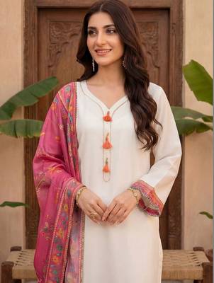 Women Ethnic Motifs Embroidered Regular Kurta with Trousers & With Dupatta 2