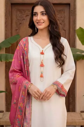 Women Ethnic Motifs Embroidered Regular Kurta with Trousers & With Dupatta
