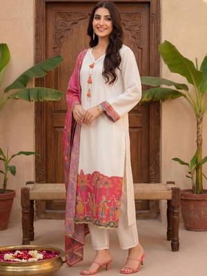 Women Ethnic Motifs Embroidered Regular Kurta with Trousers & With Dupatta 6