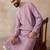 Mens lavender jacquard solid embroidered kurta