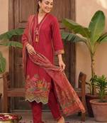 Women Ethnic Motifs Embroidered Regular Gotta Patti Kurta with Trousers & With Dupatta